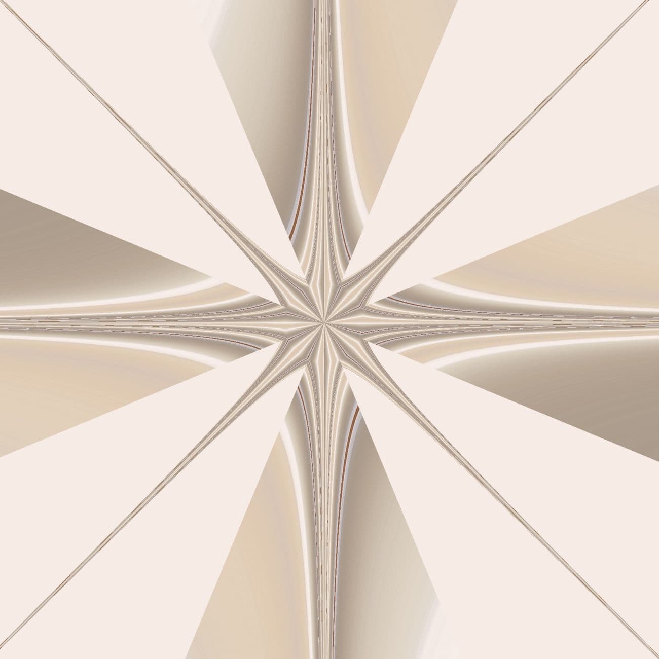 Intricate beige and cream abstract geometric pattern resembling a star with radial symmetr